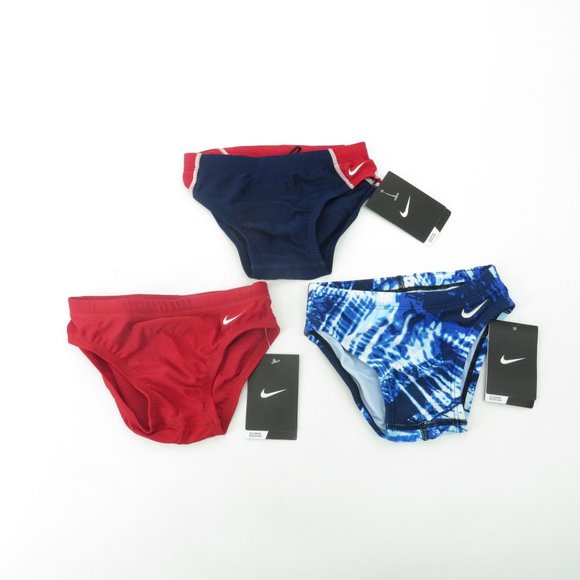 Nike Boys Competitive Swimwear Red Blue Size 6 (22) NWT $130
